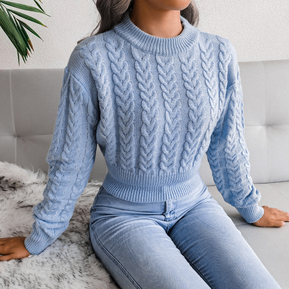 Cropped Cable Knit Jumper Women's | Soft Textured Design | E&W - 8 - Elenwear