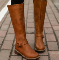 Knee-High Women's Boots with Buckle Detail | E&W - 1 - Elenwear