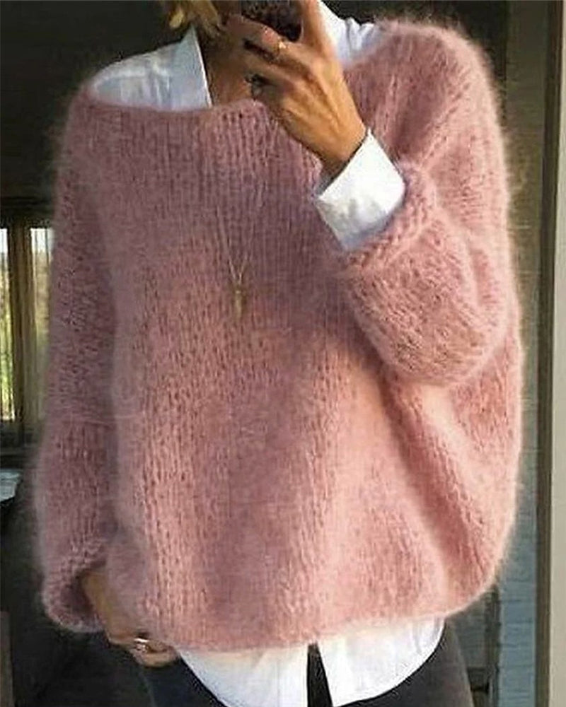 Women's Relaxed Fit Pullover with Wide Neckline and Long Sleeves | E&W - 1 - Elenwear