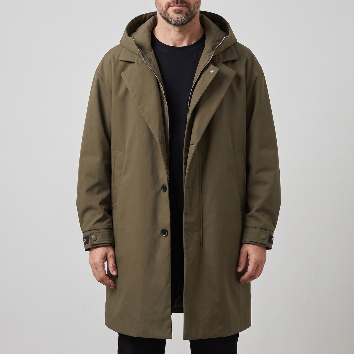 Hooded Coat for Men | Tailored Fit with Stylish Design | E&W - 1 - Elenwear