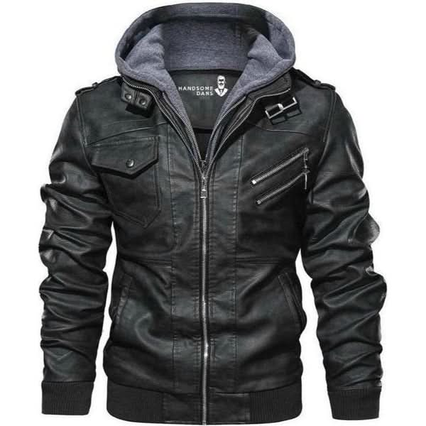 Men's Casual Jacket with Detachable Hood and Asymmetrical Zip | E&W - 2 - Elenwear
