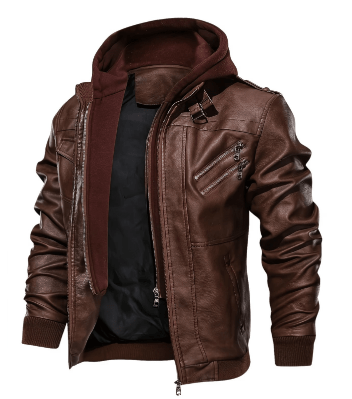Men's Casual Jacket with Detachable Hood and Asymmetrical Zip | E&W - 7 - Elenwear