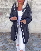 Hooded Women's Jacket with Adjustable Waist Tie | E&W - 5 - Elenwear