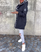 Hooded Women's Jacket with Adjustable Waist Tie | E&W - 6 - Elenwear