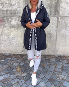Hooded Women's Jacket with Adjustable Waist Tie | E&W - 7 - Elenwear