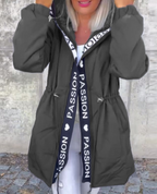 Hooded Women's Jacket with Adjustable Waist Tie | E&W - 8 - Elenwear