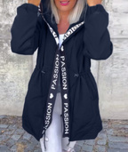 Hooded Women's Jacket with Adjustable Waist Tie | E&W - 10 - Elenwear