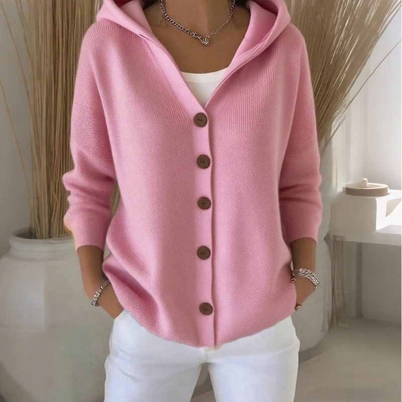 Hooded Cardigan Women's Relaxed Fit with Button Detailing | E&W - 5 - Elenwear