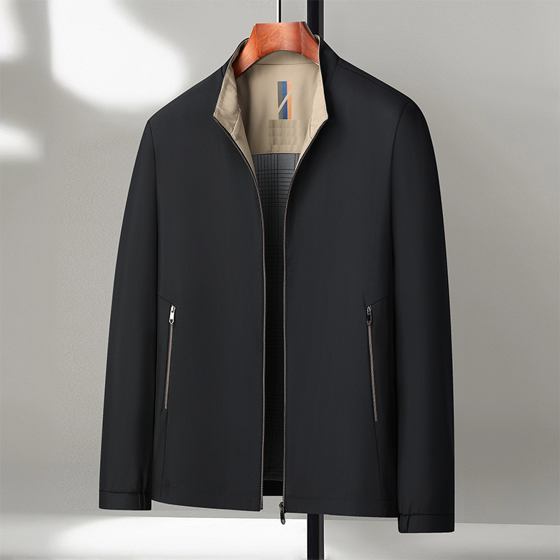 Men's Jacket with Stand Collar and Zip Front | E&W - 4 - Elenwear