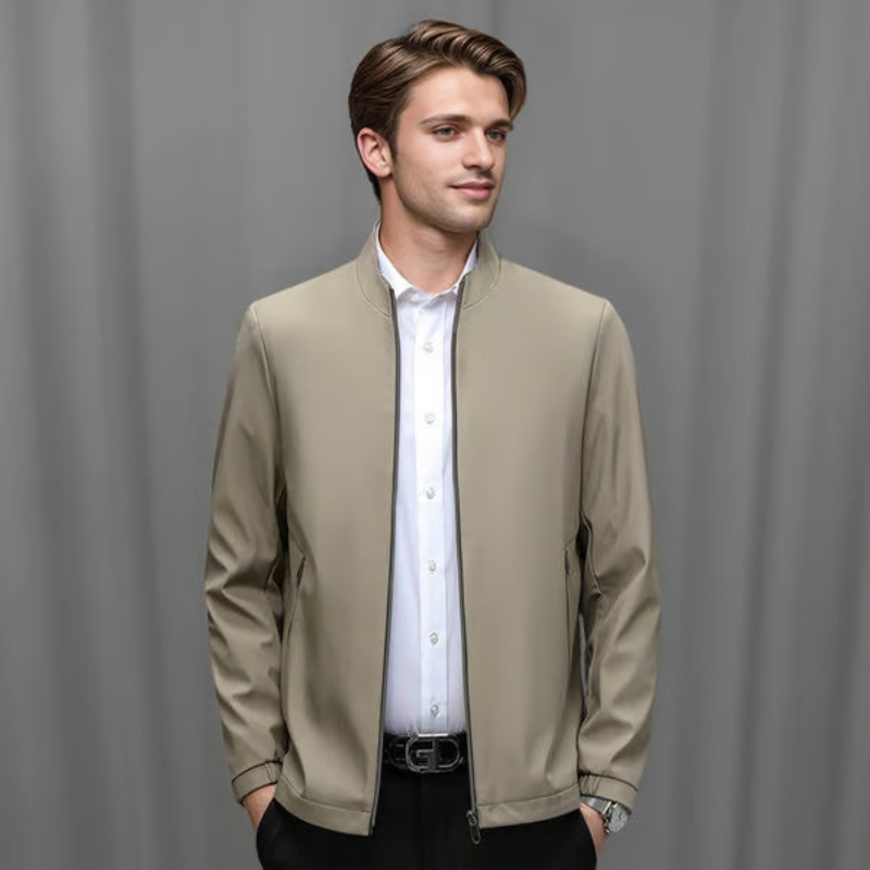 Men's Jacket with Stand Collar and Zip Front | E&W - 5 - Elenwear
