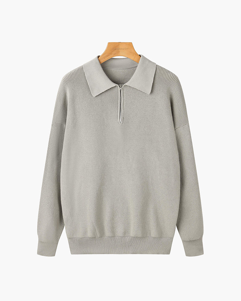 Zip-Up Pullover for Women | Relaxed Fit with Stand Collar | E&W - 2 - Elenwear