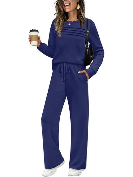 Lounge Set Women's Relaxed Fit with Crew Neck & Tie Waist | S&W - 10 - Stylewhipped