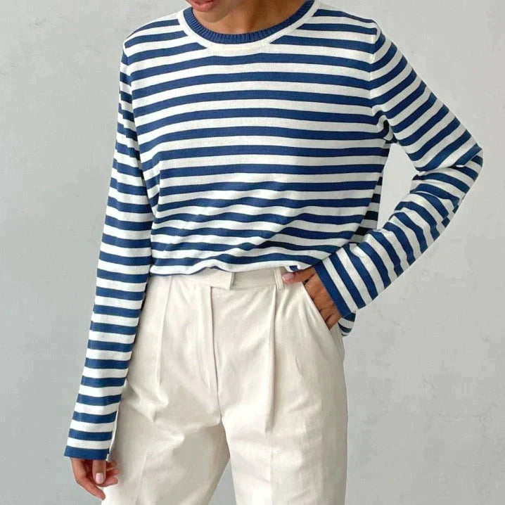 Striped Pullover Women | Relaxed Fit with Long Sleeves | S&W - 2 - Stylewhipped