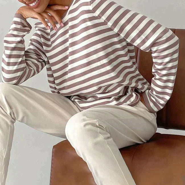 Striped Pullover Women | Relaxed Fit with Long Sleeves | S&W - 7 - Stylewhipped