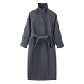 Coat Women's Tailored Fit with High Collar and Tie Waist | S&W - 1 - Stylewhipped