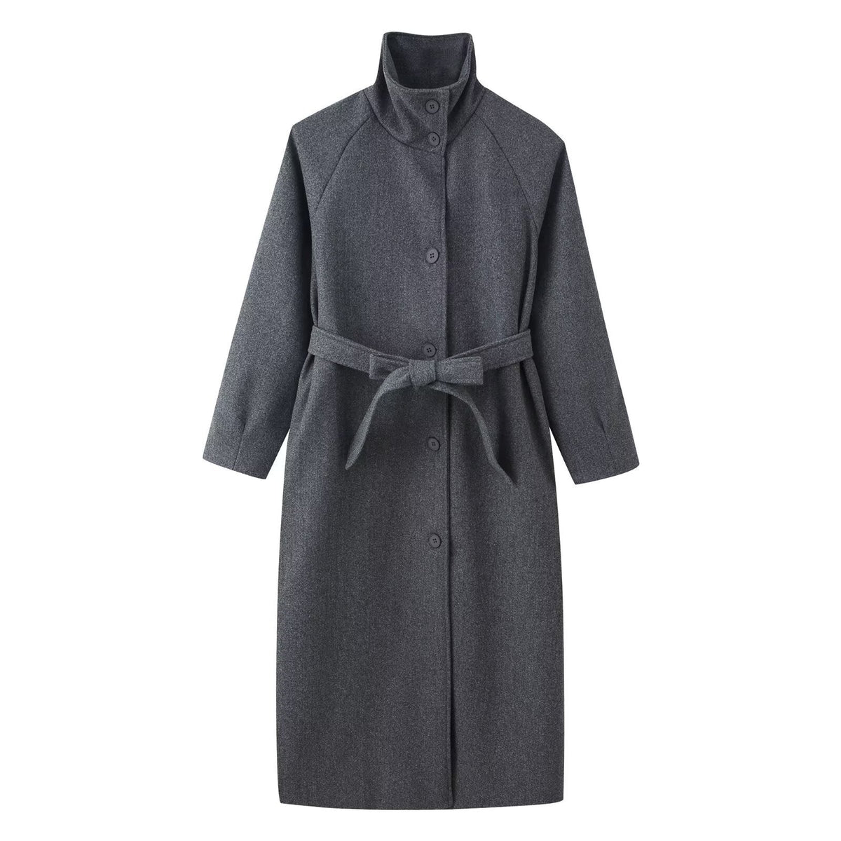 Coat Women's Tailored Fit with High Collar and Tie Waist | S&W - 1 - Stylewhipped