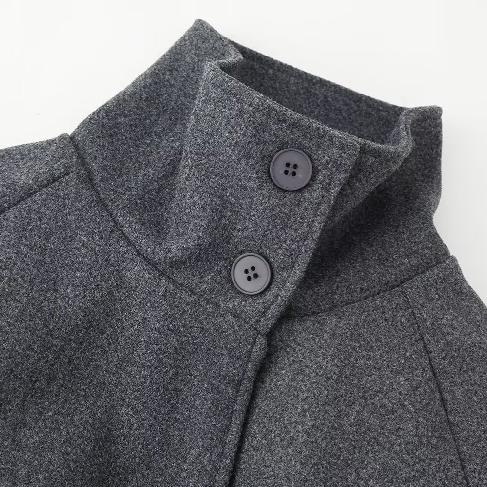 Coat Women's Tailored Fit with High Collar and Tie Waist | S&W - 2 - Stylewhipped