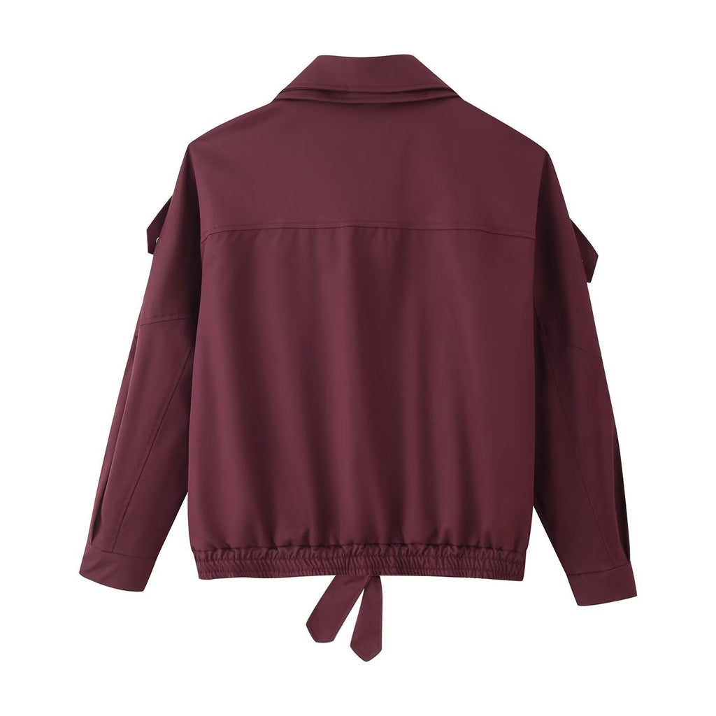Women's Oversized Jacket with Tie Waist and High Collar | S&W - 2 - Stylewhipped