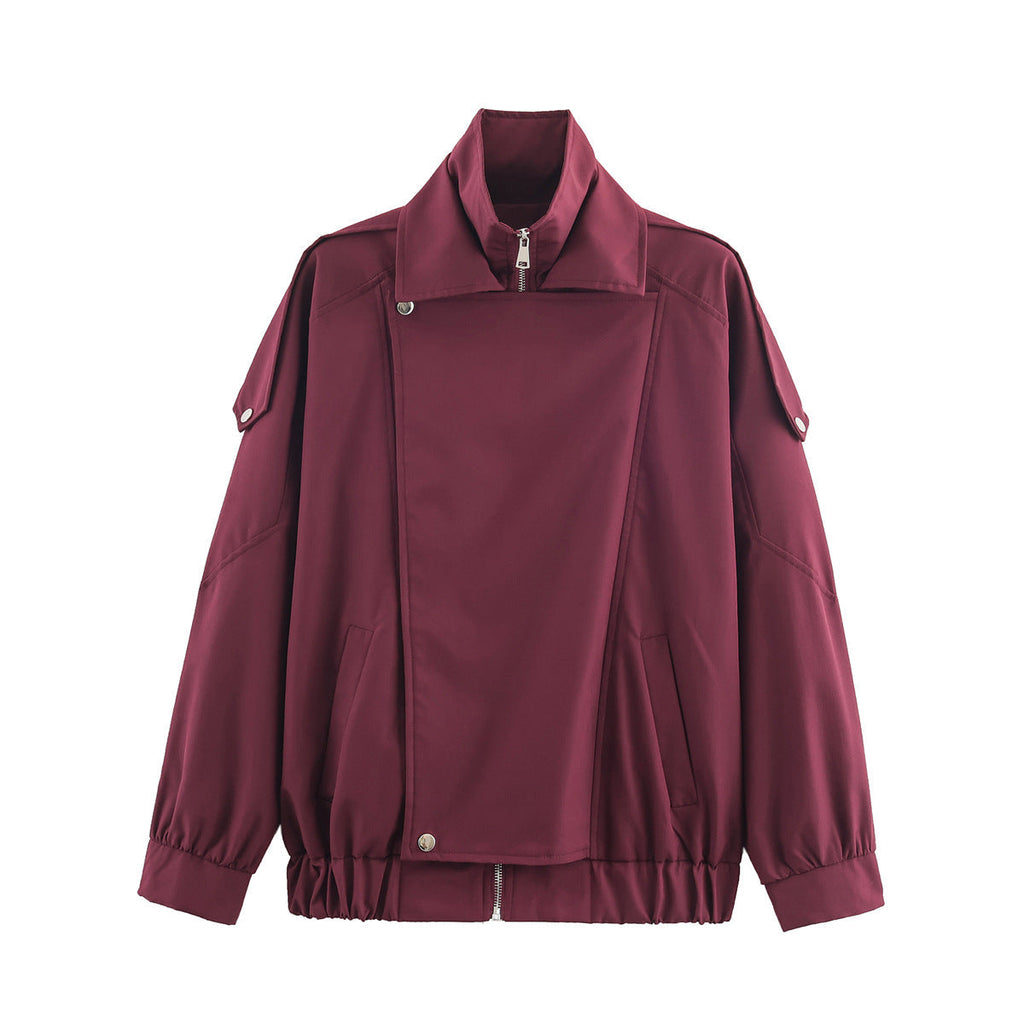 Women's Oversized Jacket with Tie Waist and High Collar | S&W - 3 - Stylewhipped