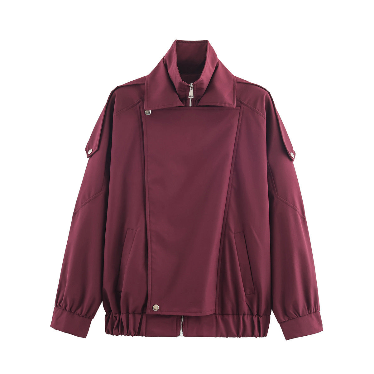 Women's Oversized Jacket with Tie Waist and High Collar | S&W - 4 - Stylewhipped