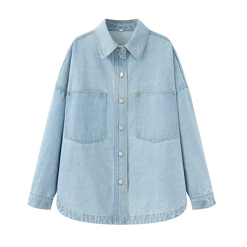 Boxy Women's Denim Jacket with Chest Pockets | S&W - 1 - Stylewhipped