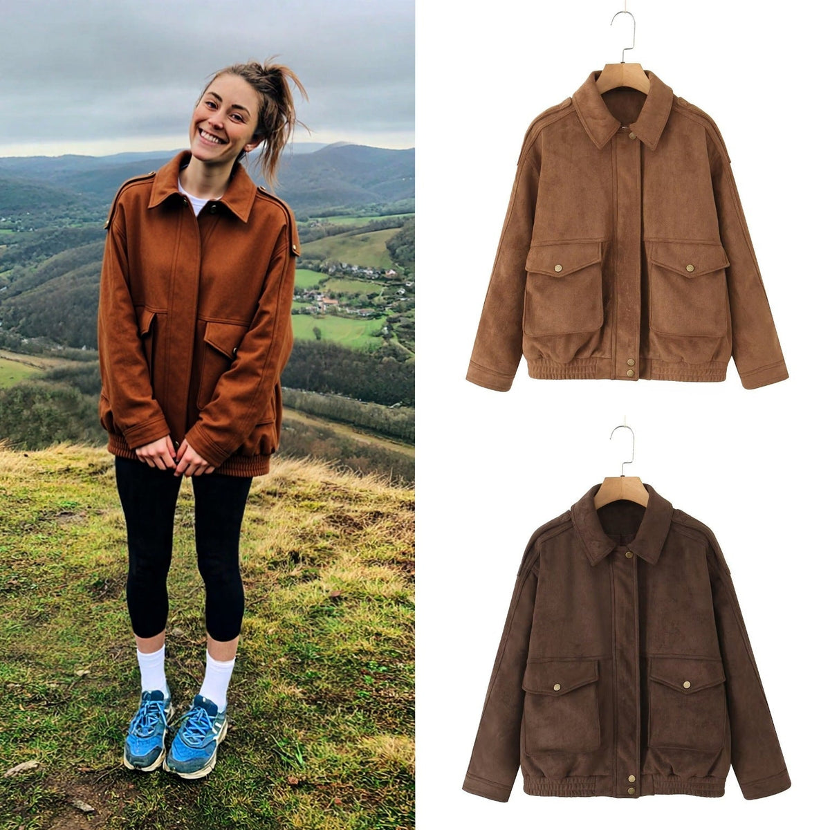 Biker Style Women's Jacket with Flap Pockets and Relaxed Fit | S&W - 1 - Stylewhipped
