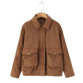 Biker Style Women's Jacket with Flap Pockets and Relaxed Fit | S&W - 6 - Stylewhipped