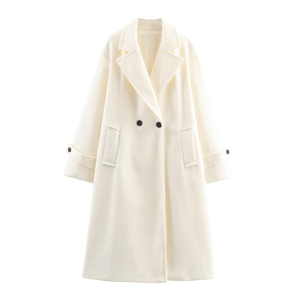 Double-Breasted Oversized Coat for Women | Elegant Wide Lapels | S&W - 4 - Stylewhipped