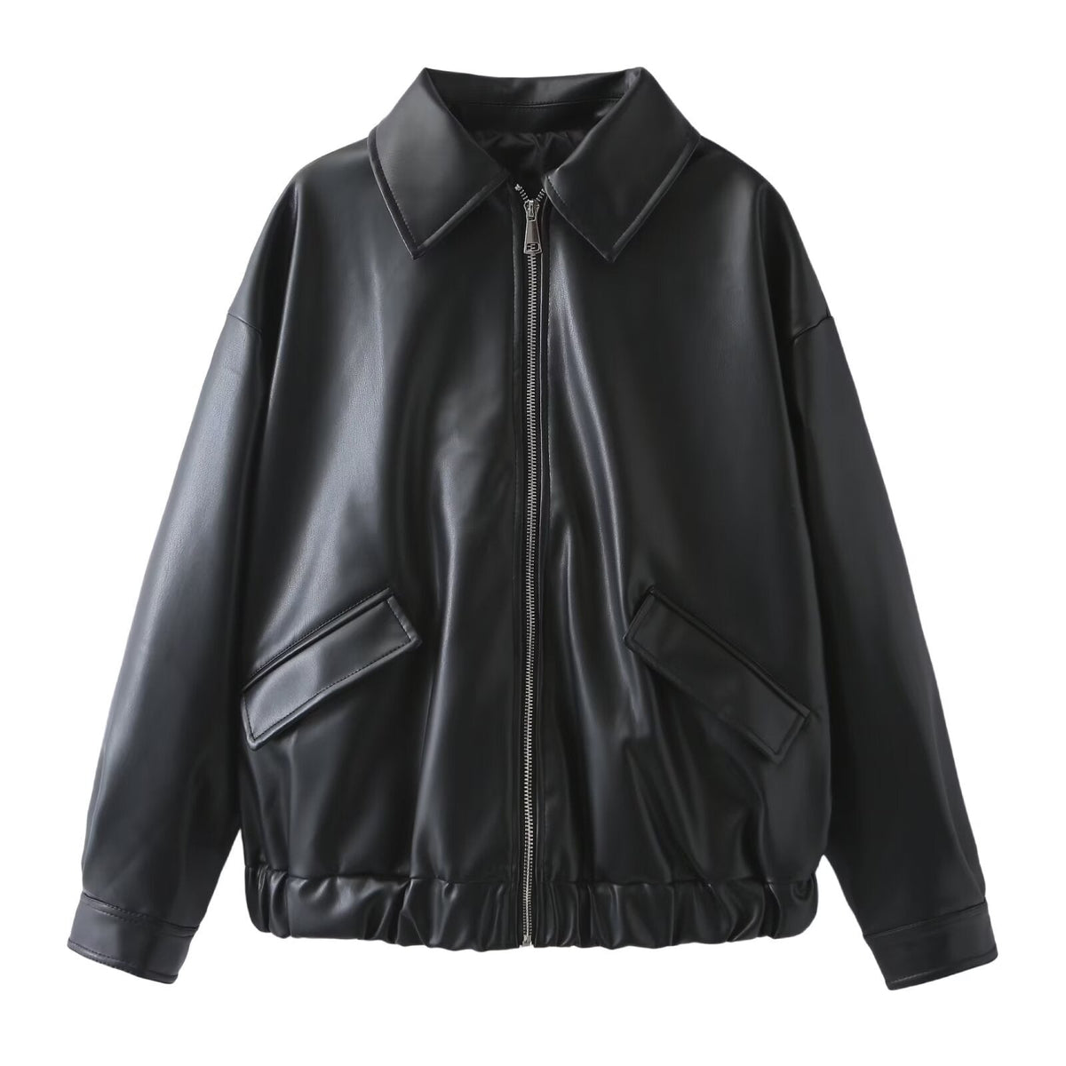 Biker Jacket Women's Relaxed Fit with Pockets and Zip Closure | S&W - 1 - Stylewhipped
