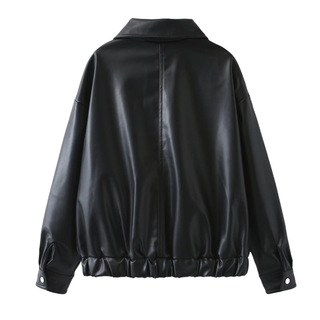Biker Jacket Women's Relaxed Fit with Pockets and Zip Closure | S&W - 2 - Stylewhipped