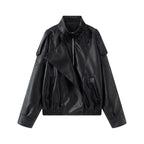 Biker Jacket Women's Oversized Fit with Asymmetrical Design | S&W - 3 - Stylewhipped