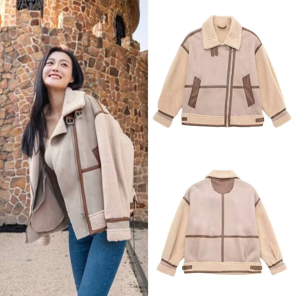 Ladies' Oversized Aviator Jacket with Contrast Panels | S&W - 1 - Stylewhipped