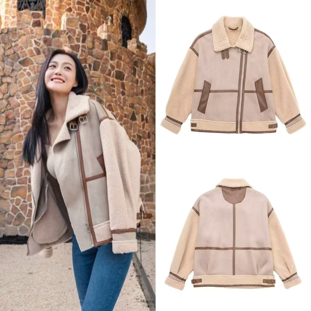 Ladies' Oversized Aviator Jacket with Contrast Panels | S&W - 1 - Stylewhipped