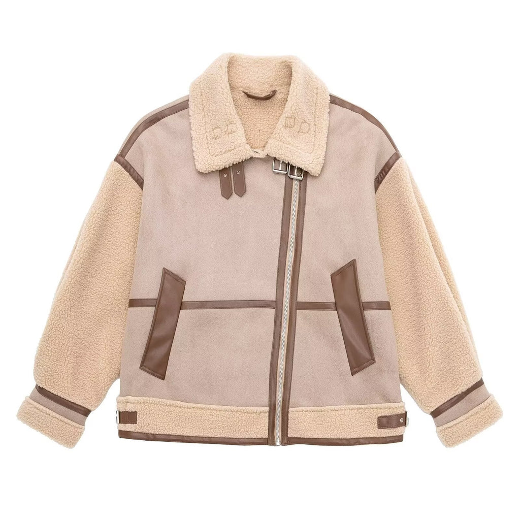 Ladies' Oversized Aviator Jacket with Contrast Panels | S&W - 2 - Stylewhipped
