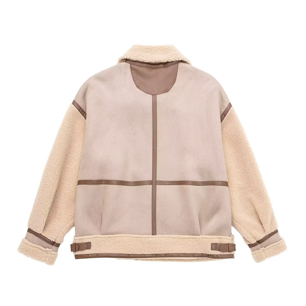Ladies' Oversized Aviator Jacket with Contrast Panels | S&W - 3 - Stylewhipped