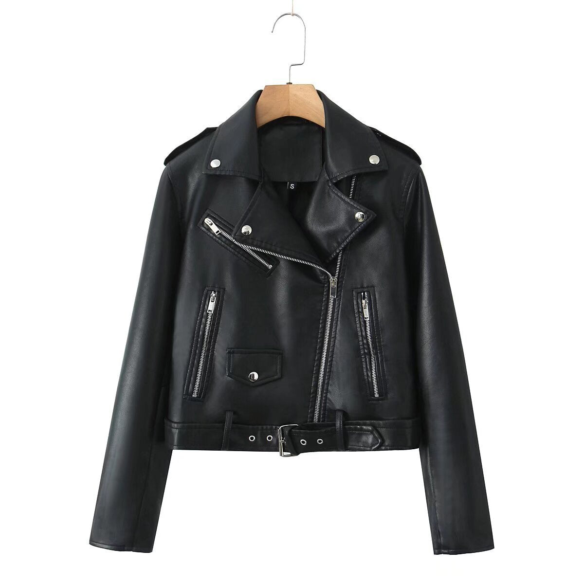 Biker Jacket Women's Fitted Style with Belted Waist | S&W - 5 - Stylewhipped