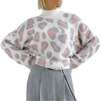 Oversized Women's Sweater with High Roll Neck and Leopard Print | S&W - 5 - Stylewhipped