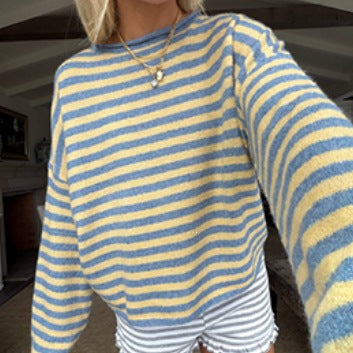 Striped Pullover Jumper Women's Relaxed Fit with Wide Cut | S&W - 6 - Stylewhipped