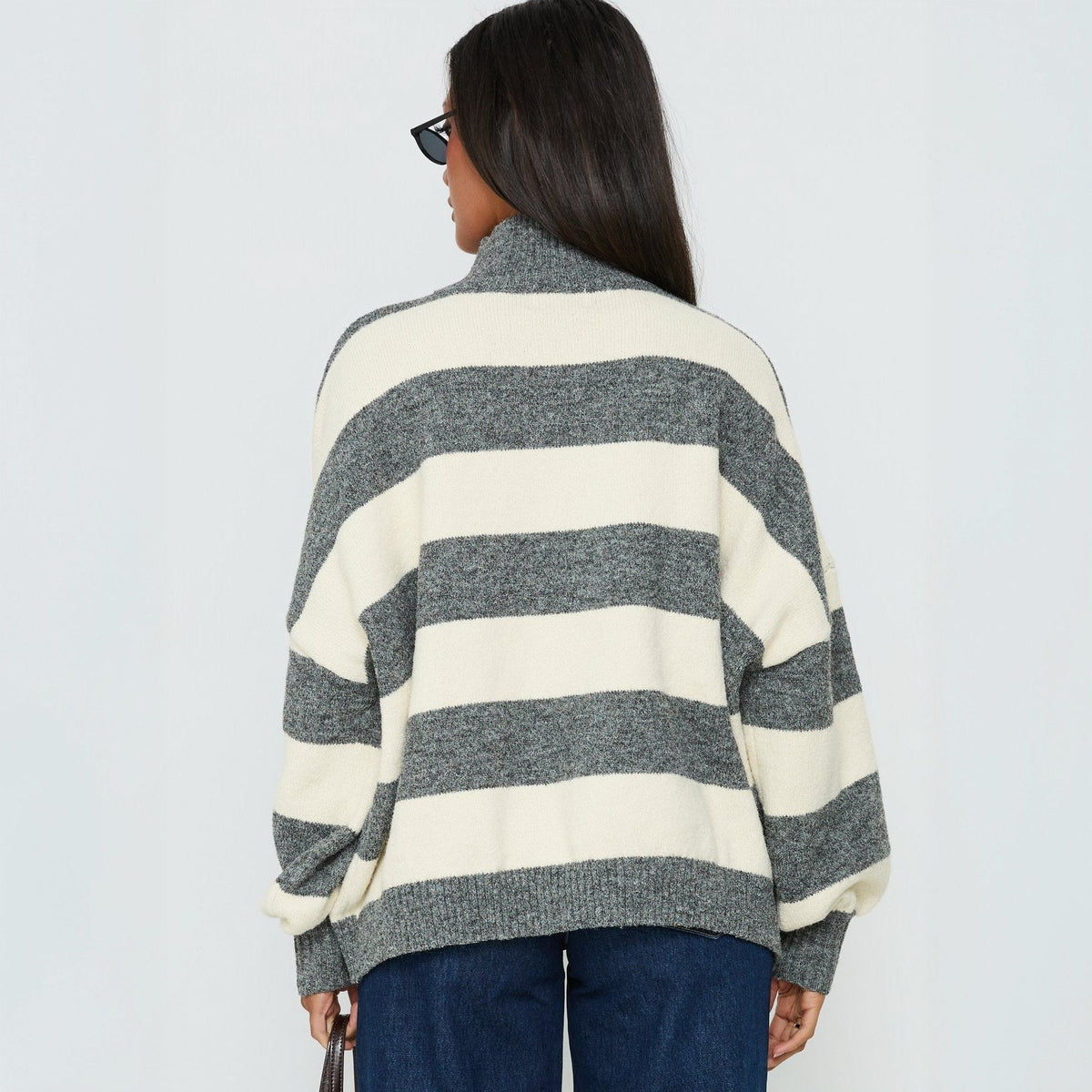 Oversized Striped High Neck Jumper Women | Relaxed Fit | S&W - 2 - Stylewhipped