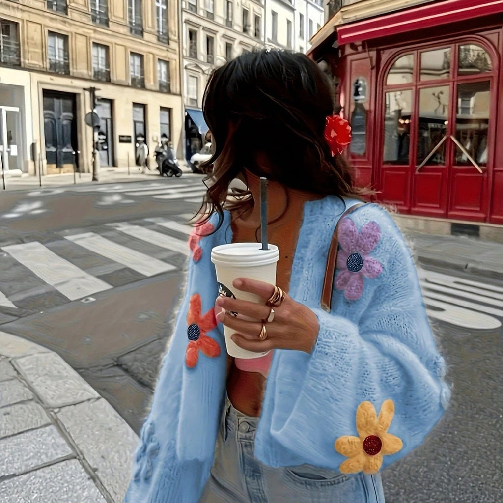 Floral Cardigan for Women | Relaxed Fit with Oversized Sleeves | S&W - 2 - Stylewhipped