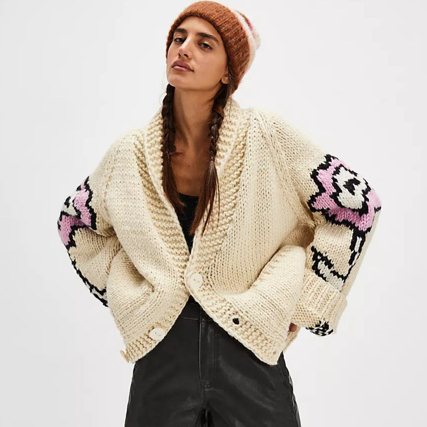 Floral Cardigan for Women | Oversized Shape with Unique Button Detail | S&W - 1 - Stylewhipped