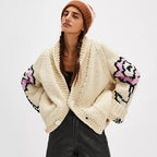 Floral Cardigan for Women | Oversized Shape with Unique Button Detail | S&W - 1 - Stylewhipped