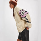 Floral Cardigan for Women | Oversized Shape with Unique Button Detail | S&W - 2 - Stylewhipped