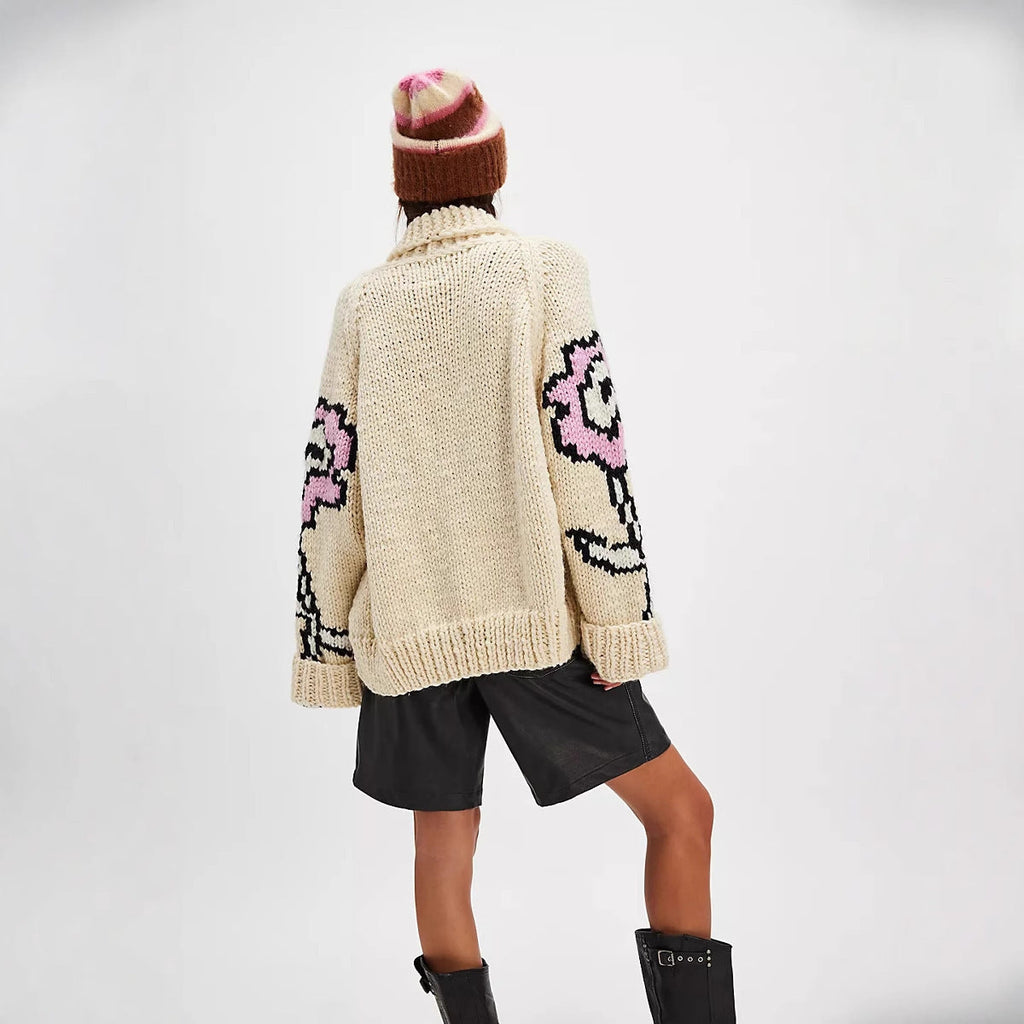 Floral Cardigan for Women | Oversized Shape with Unique Button Detail | S&W - 3 - Stylewhipped