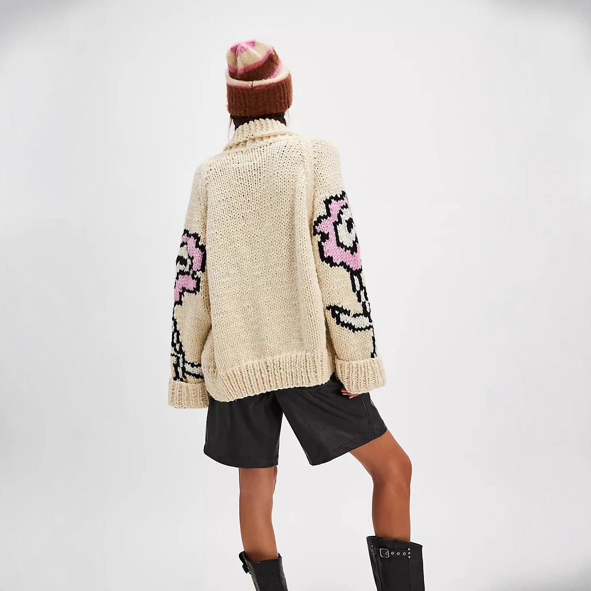 Floral Cardigan for Women | Oversized Shape with Unique Button Detail | S&W - 3 - Stylewhipped