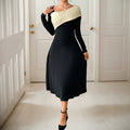 Midi Dress Women with Asymmetric One-Shoulder Design and Long Sleeves | S&W - 3 - Stylewhipped