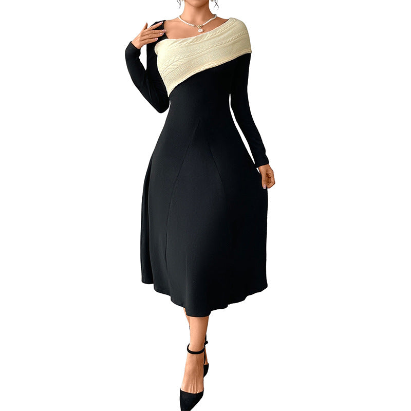 Midi Dress Women with Asymmetric One-Shoulder Design and Long Sleeves | S&W - 5 - Stylewhipped