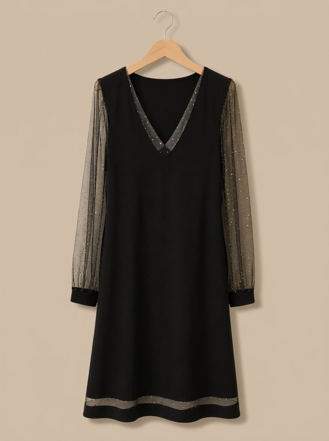 V-Neck Women's Dress with Sheer Sleeves and Flattering Fit | S&W - 4 - Stylewhipped