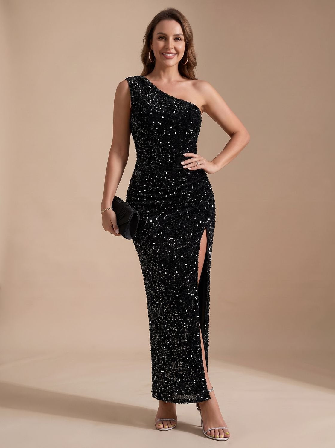 Asymmetrical Evening Dress for Women | High Slit and Fitted Silhouette | S&W - 6 - Stylewhipped