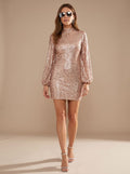 Mini Dress Women's Puff Sleeve with Sparkle | S&W - 1 - Stylewhipped
